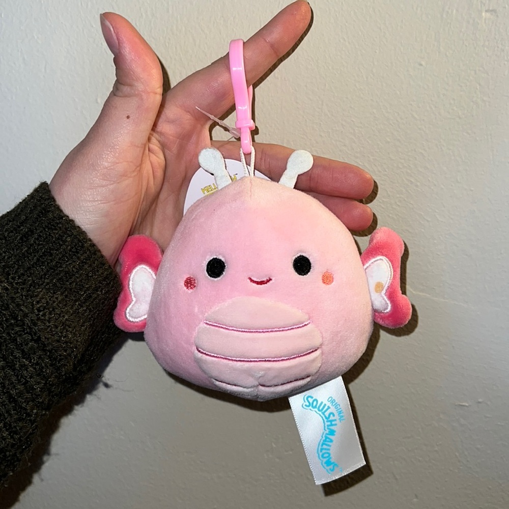 Squishmallows Maribel Butterfly Clip On Plush Pink Stuffed Animal Toy Clip